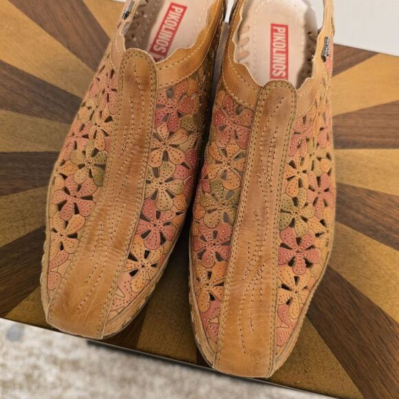 Pikolinos Women 36 Romana Leather Shoes Sandals Floral Pink Boho Cottage Western - Picture 10 of 13